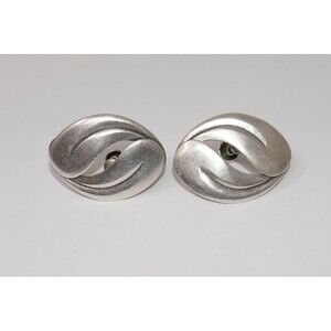 Beau Sterling Silver Oval Screw Back Earrings